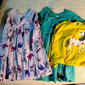 Tea collection lot. Size 4. Two long sleeve dresses, 1 long sleeve top